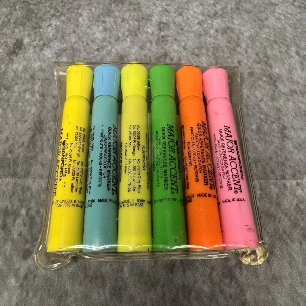 Vintage Sanford Major Accent Highlighters 5 Pack Chisel Tip 25076 READ